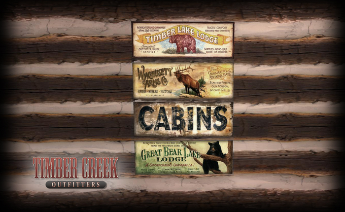 [Timber Creek] Vintage Lodge Signs-Set of Four