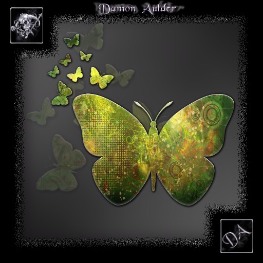 Second Life Marketplace NuTec Green Chaos Butterfly Wall Art