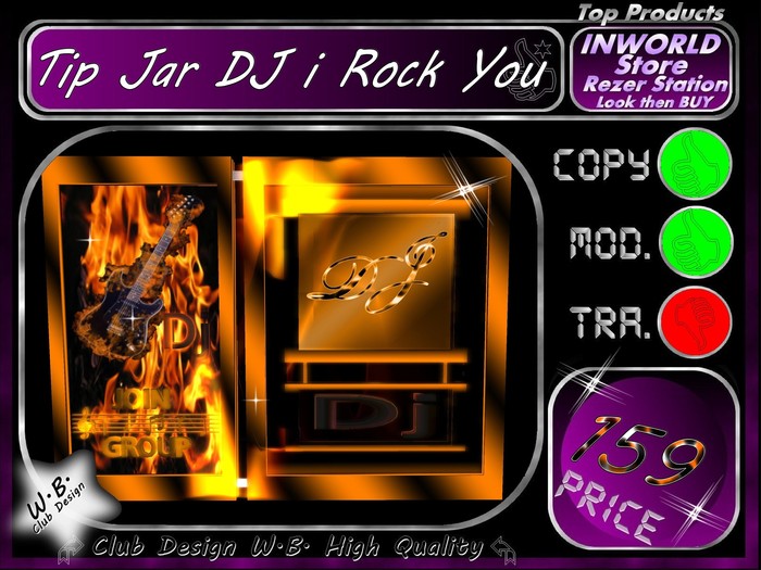 Second Life Marketplace - DJ Tip jar 19 >> Tip jar DJ Rock & Roll >> Fire