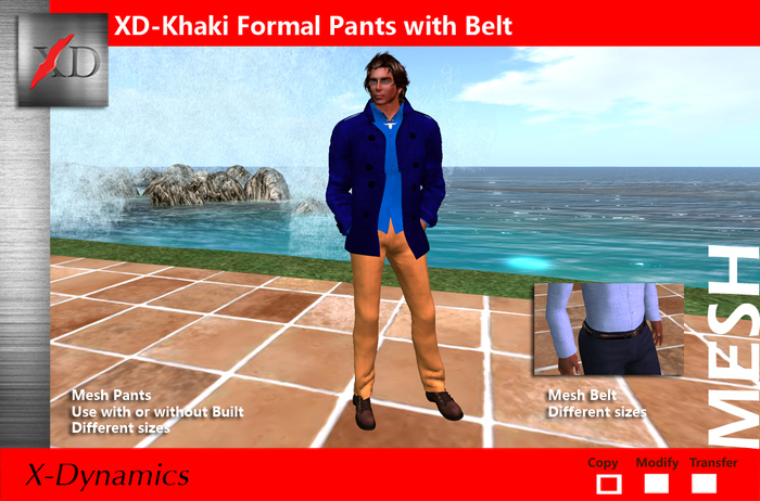 XD Khaki Formal Pants With Belt