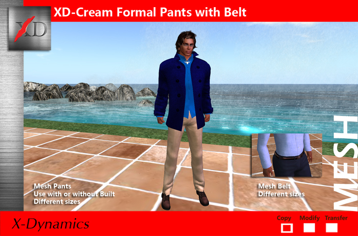 XD Cream Formal Pants With Belt