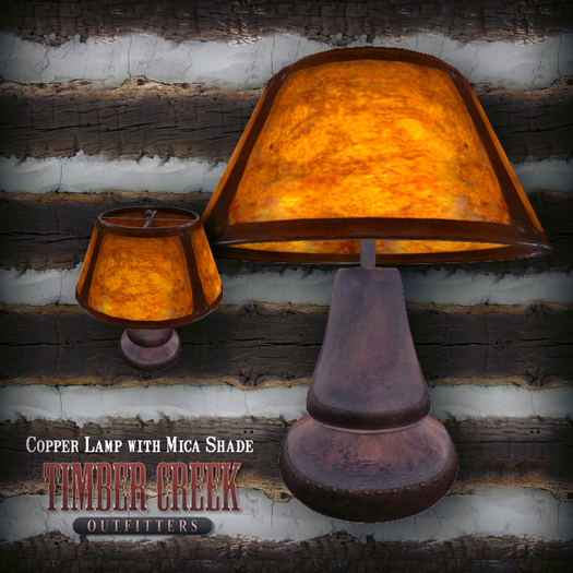 [Timber Creek] Copper Table Lamp with Mica Shade-Boxed