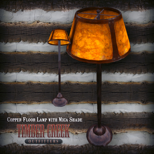 [Timber Creek] Copper Floor Lamp with Mica Shade-Boxed
