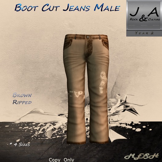 Boot Cut Jeans Brown Ripped