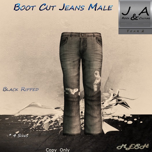 Boot Cut Jeans Black Ripped
