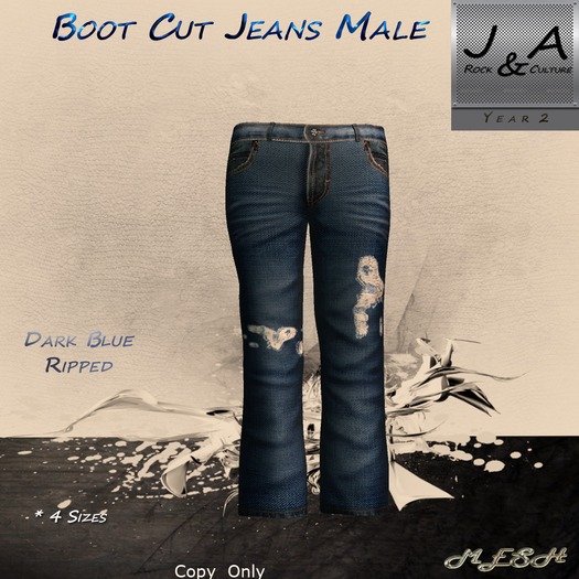 Boot Cut Jeans Dark Blue Ripped