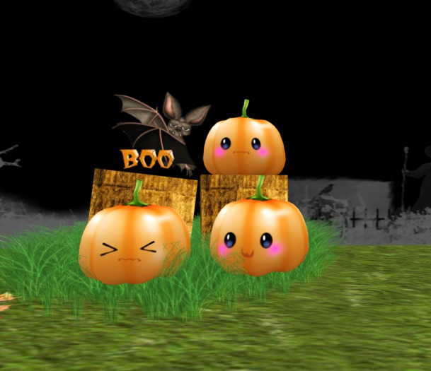 cute cat pumpkin scene