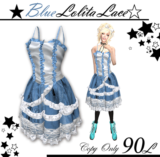 Full Mesh Blue Lace Dress