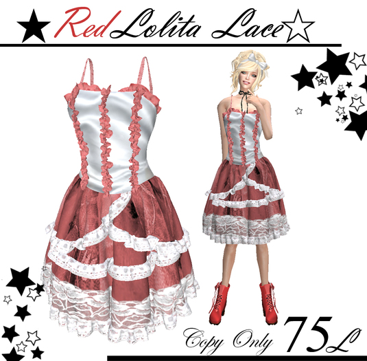 [JB] Red Mesh Lolita Lace Dress