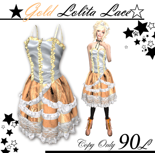 [JB] Gold Mesh Lolita Lace Dress