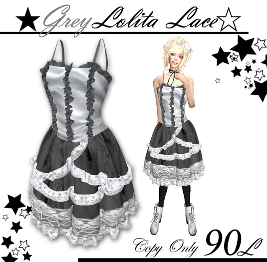 [JB] Grey Mesh Lolita Lace Dress