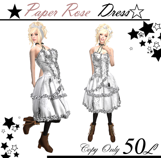 [JB] White Mesh  Paper Rose  Dress