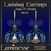 * * OUTLET PRICE * * LADYBUG Aqua Peridot Silver Earrings - Aqua & Green
