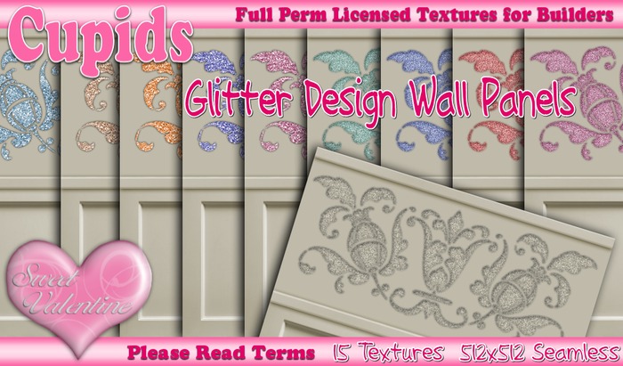 *Cupids Textures * 15 GLITTER DESIGN WALL PANELS