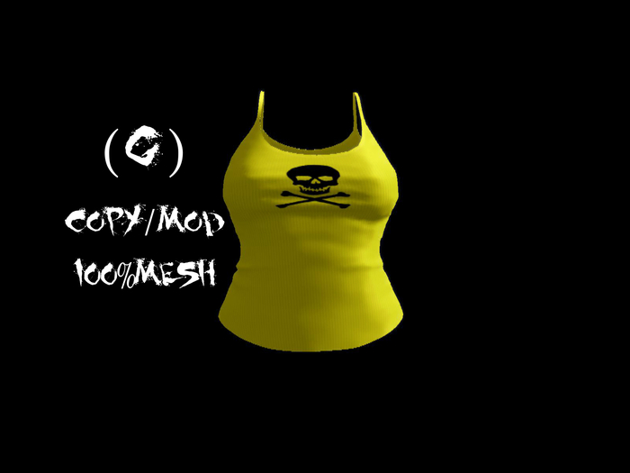 Second Life Marketplace (Grime)Yellow Skull And Bones Womans Shirt