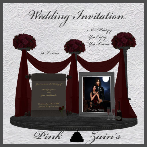 Wedding Invitation - Elegant Oval/Goth-Red [Boxed]