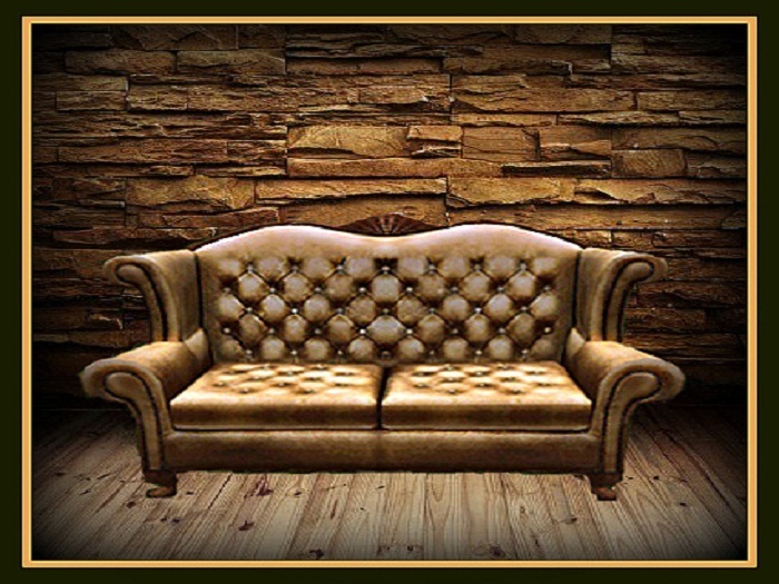 Gold rustic mesh sofa