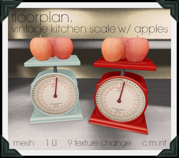 floorplan. vintage kitchen scale w/ apples [ boxed ]