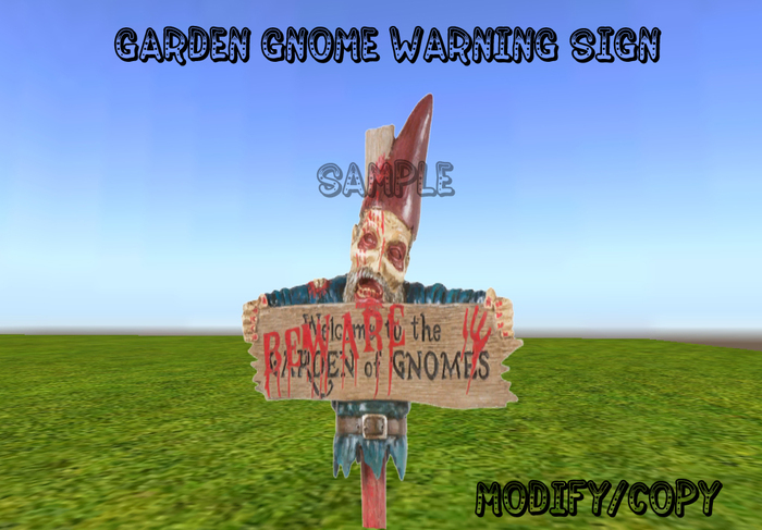 Garden Gnome Warning Sign