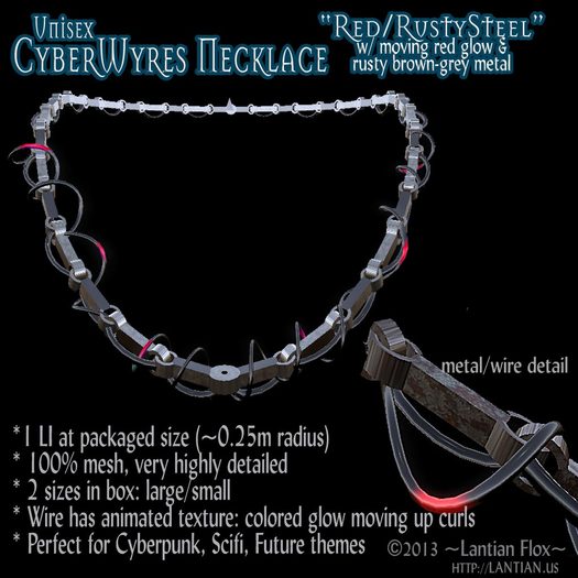 ~L/Fx~CyberWyres Necklace: Aqua/CleanSteel MCtbox