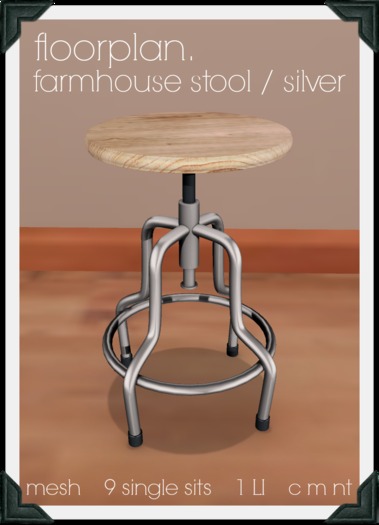 floorplan. farmhouse stool / silver [ boxed ]