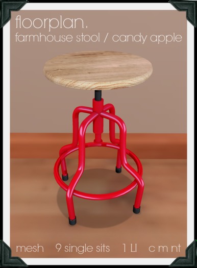 floorplan. farmhouse stool / candy apple [ boxed ]