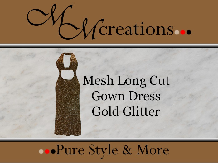 Mesh Long Cut Long Gown Dress-gold glitter
