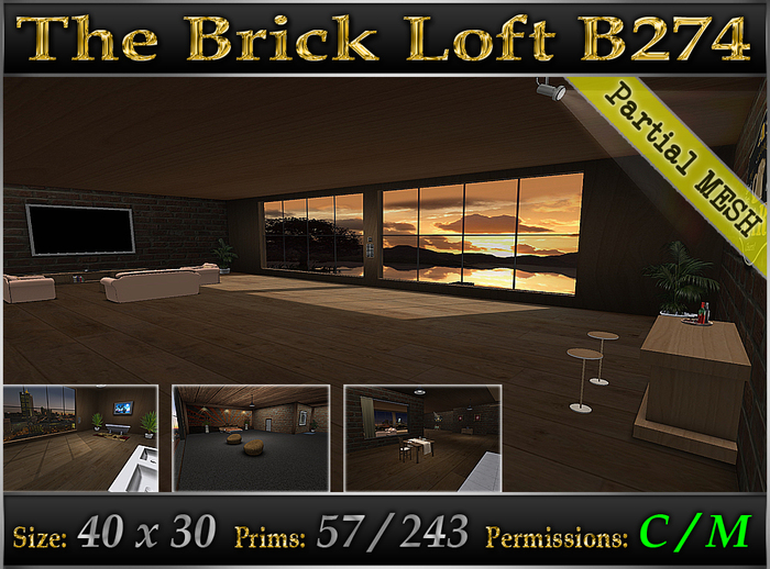 The Brick Loft B274 *Fully Furnished* Urban Loft Skybox - Mesh