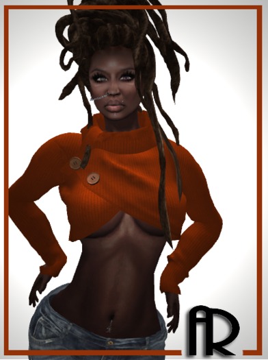 [AR] Neck Sweater top Orange