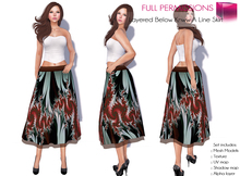 FULL PERM CLASSIC RIGGED MESH Women's Low Waist Below Knee A-Line Midi Skirt - 2 TEXTURES