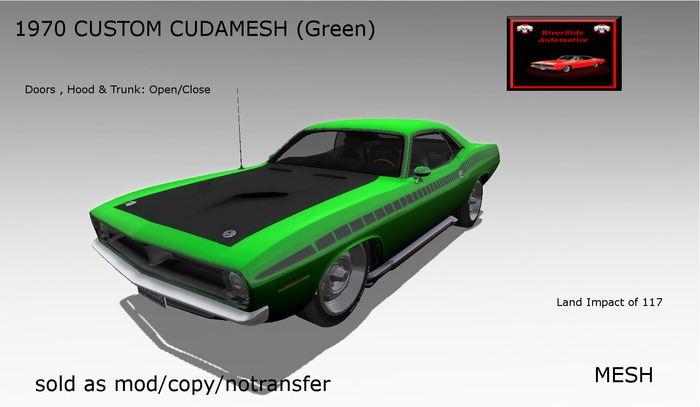 1970 Mouth Cuda. (Green 1) v1.7 Cars,Vehicles Box