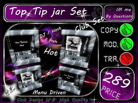 Second Life Marketplace - Club Tip jar Set 9 >> Amazing Club Set Tip ...