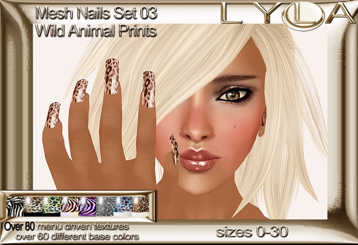 ! Lyla ! - Mesh Nails with 22 color Nail Texture changer 