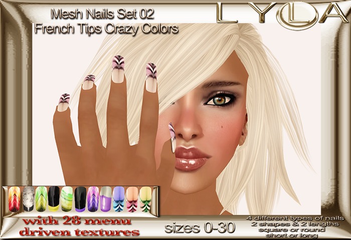 ! Lyla ! - Mesh Nails set 02 French Tips Crazy Colors