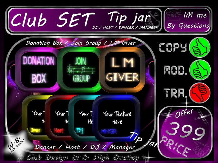 T.O.P Tip jar SET C.L.U.B. NEW etc.