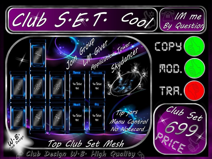 Big Cool Club Set Tip Jars  etc. Mesh