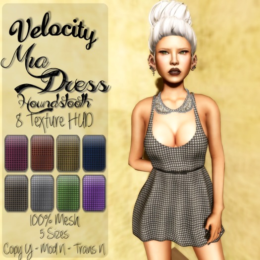 VELOCITY Mia Dress (HoundsTooth) with 8 texture HUD