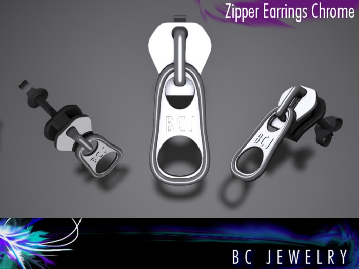BC Jewelry Zipper Earring Chrome