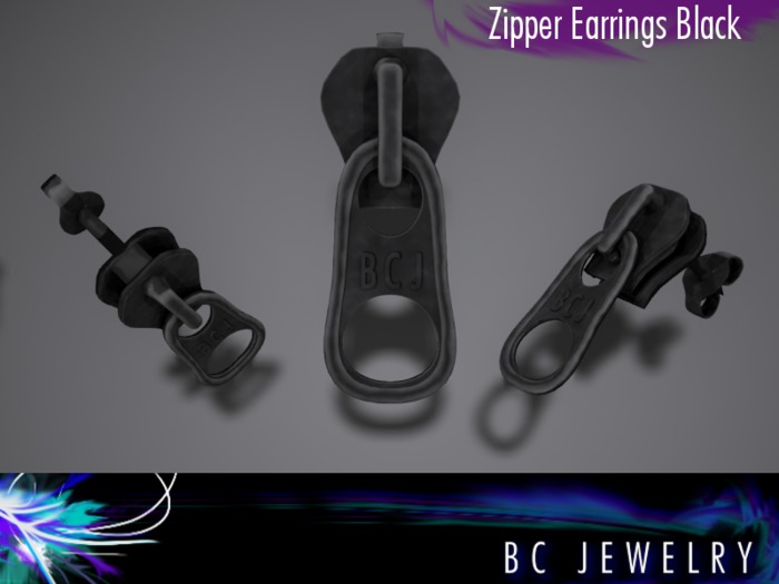 BC Jewelry Zipper Earring Black