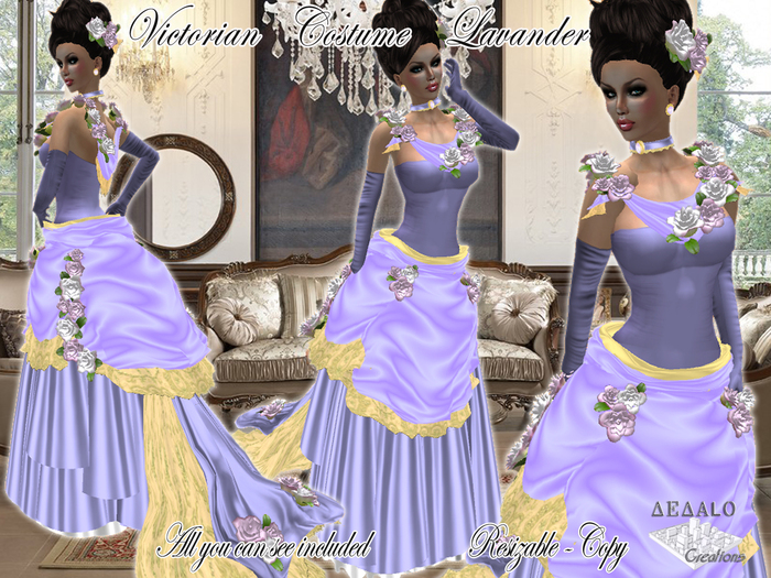 Victorian Costume Lavander - all you can see included - * SPECIAL PRICE Mardi Gras Promo *  - Dedalo Creations -