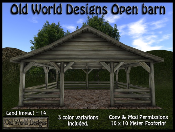 Old world designs Open Barn - 3 textured versions included