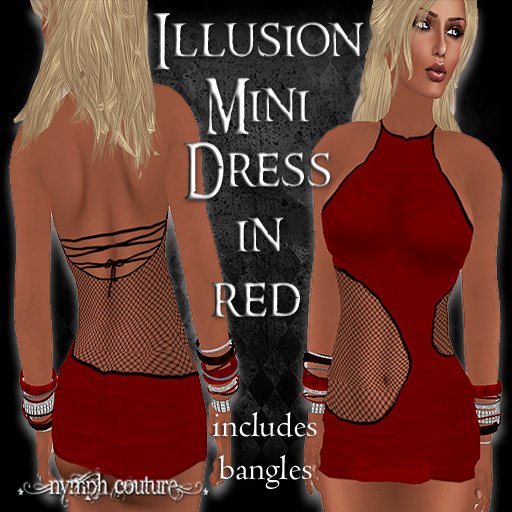 *NYMPH COUTURE* ILLUSION MINI DRESS IN RED