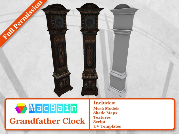 Grandfather Clock - Mesh Object - Full Permission