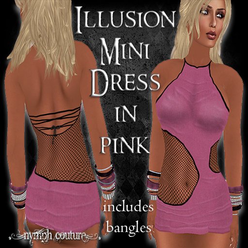 *NYMPH COUTURE* ILLUSION MINI DRESS IN PINK