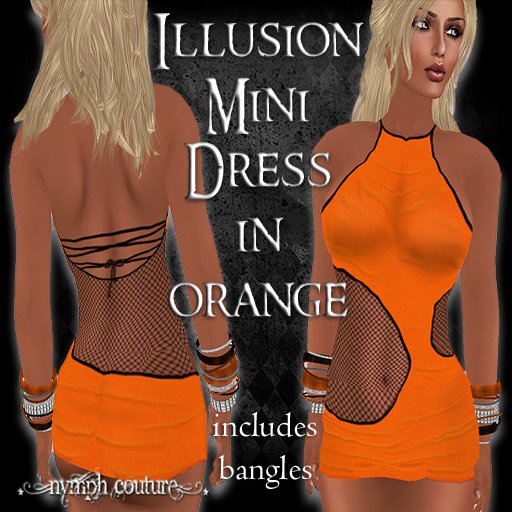 *NYMPH COUTURE* ILLUSION MINI DRESS IN ORANGE
