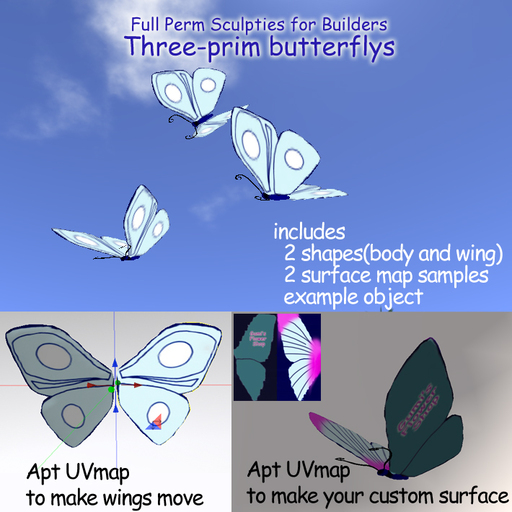 Three-prim Butterflys *Full Perm Sculpties for Buildes