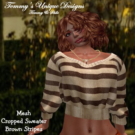 THUD-Mesh Cropped Sweater Brown Stripes Boxed