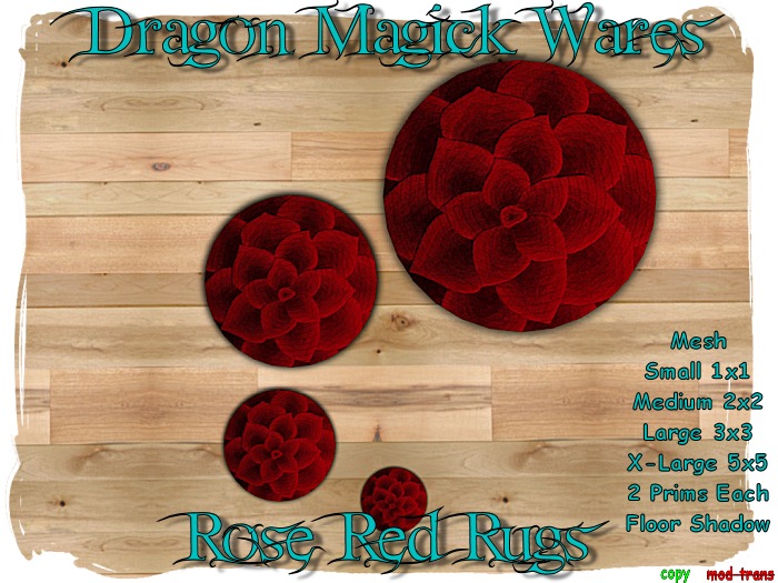 Dragon Magick Wares Mesh 4 Rose Red Rugs