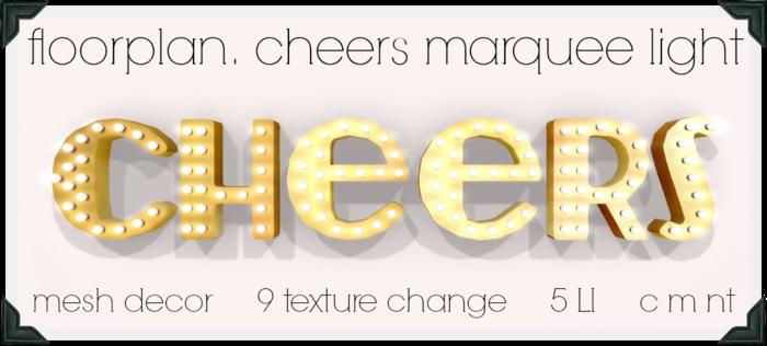 floorplan. cheers marquee light [ boxed ]