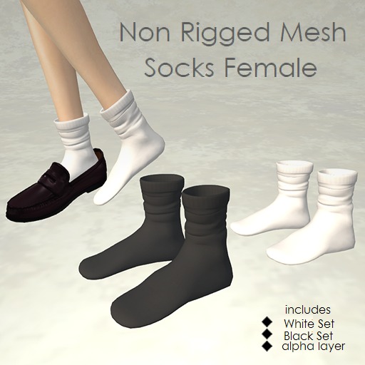 Mesh non Rigged Female Socks  Black&white box